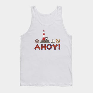 AHOY! Type+Lifebuoy Lighthouse Wheel Anchor Sailboat Tank Top